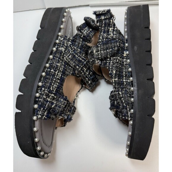 Stuart Weitzman Zoe Lift Embellished Tweed Sandals Sz 7 New - Picture 4 of 10
